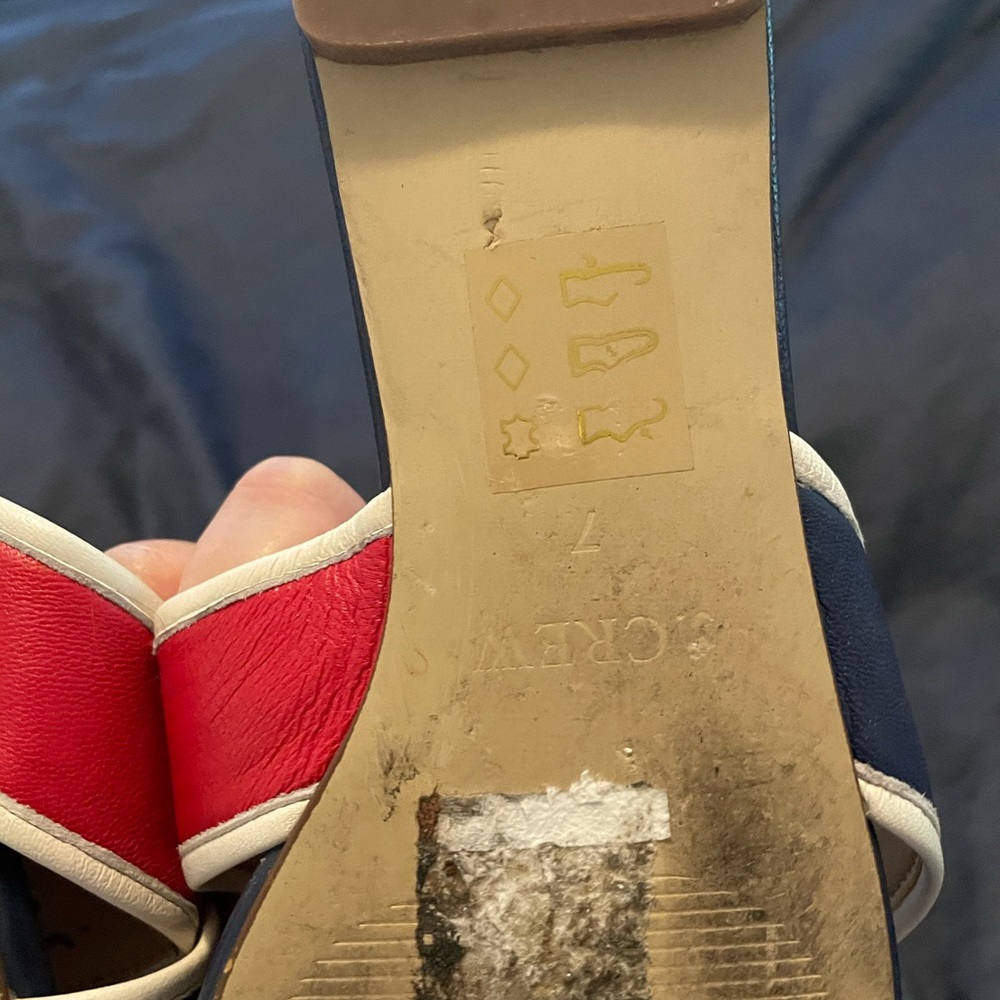 J crew red & blue leather slides sandals size 7 - Picture 5 of 6